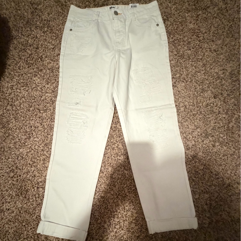 Epic Threads girls Straight Leg cuff Jeans distressed 16